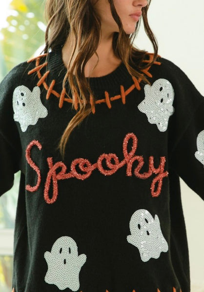 Spooky Sequin Ghost Sweater