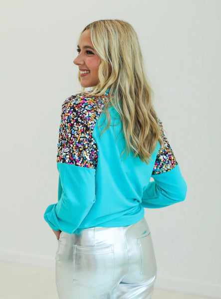 MERRY Sequin Sleeve Sweatshirt