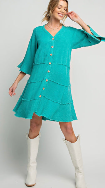 Seafoam Mineral Washed Gauze Dress