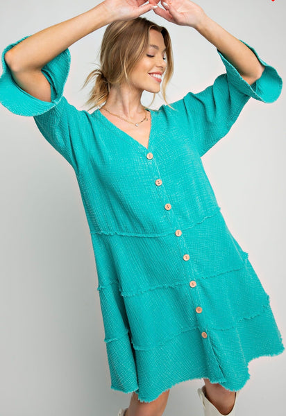 Seafoam Mineral Washed Gauze Dress