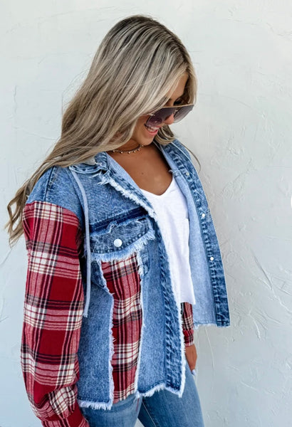 Denim Plaid Jacket