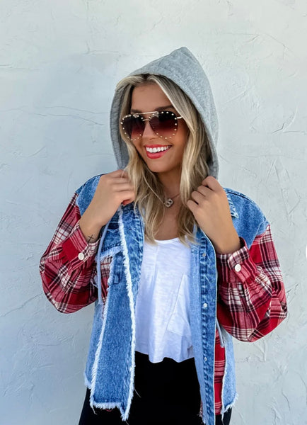 Denim Plaid Jacket