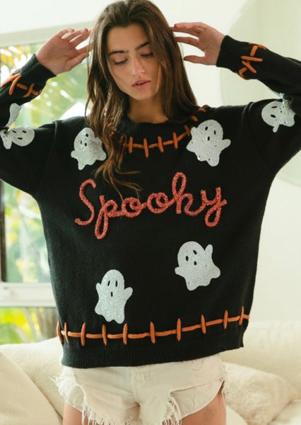 Spooky Sequin Ghost Sweater