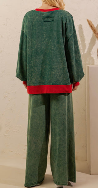Green Plaid Bow Lounge Set