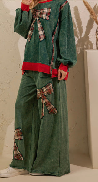 Green Plaid Bow Lounge Set