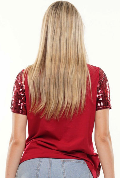 Roll Red Sequin Top