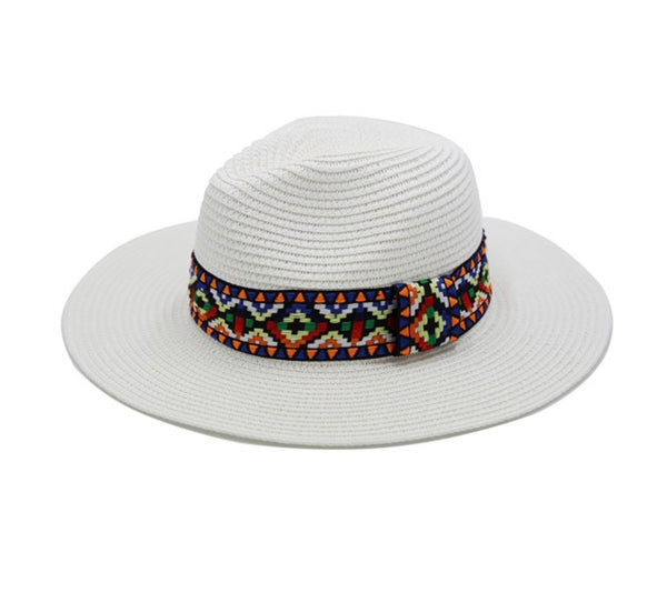 White Straw Fedora Hat