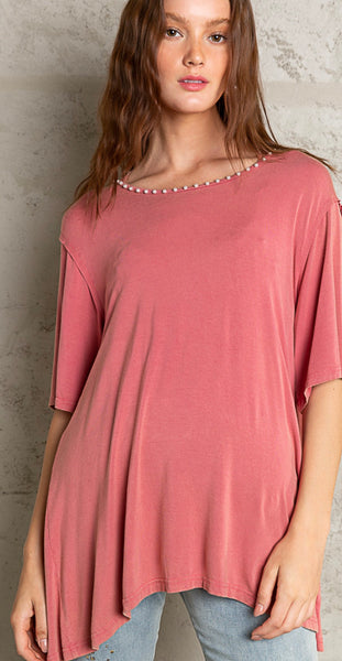 Rose Open Back Ruffled Top