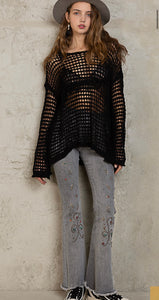 Black Crochet Sweater