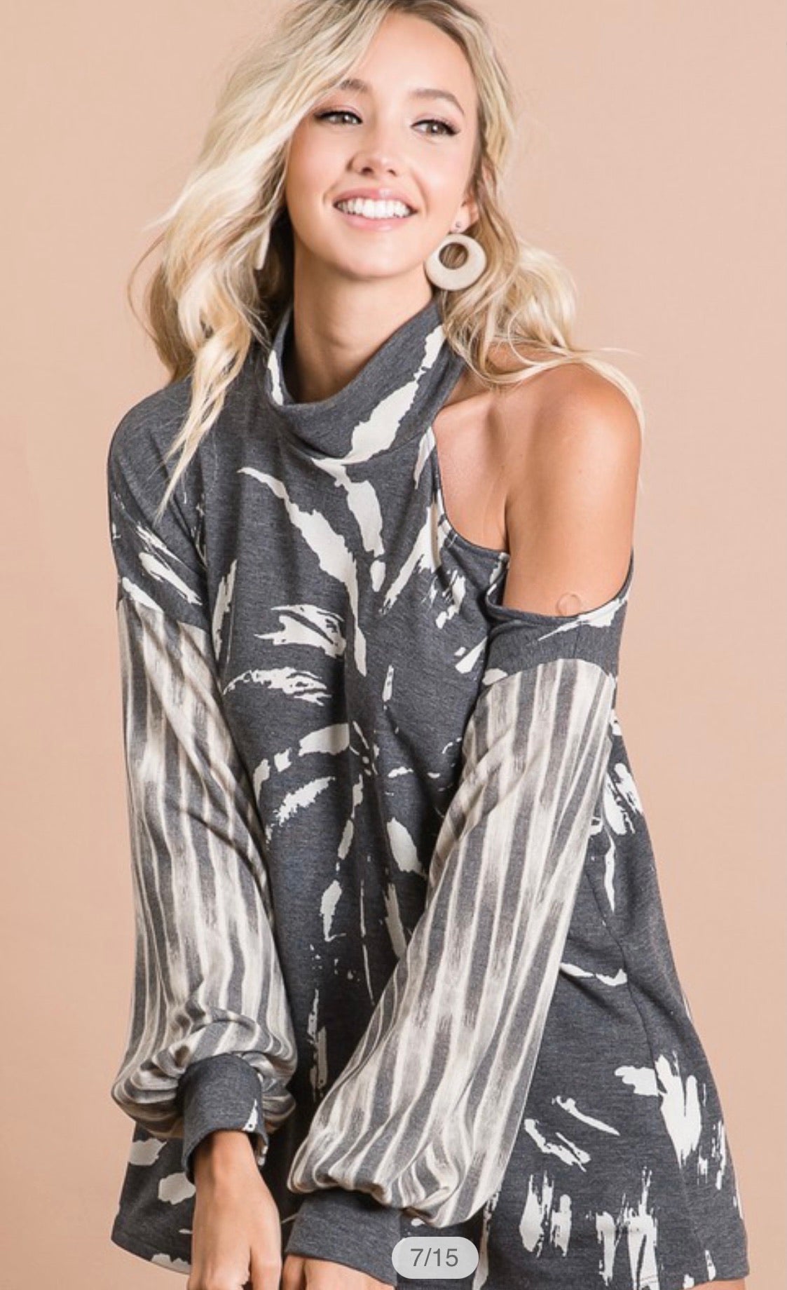 Charcoal Tie Dye One Shoulder Top