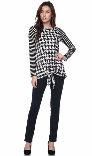 Houndstooth and Striped Top