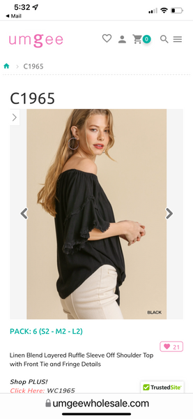 Ruffled Sleeve Off Shoulder Top