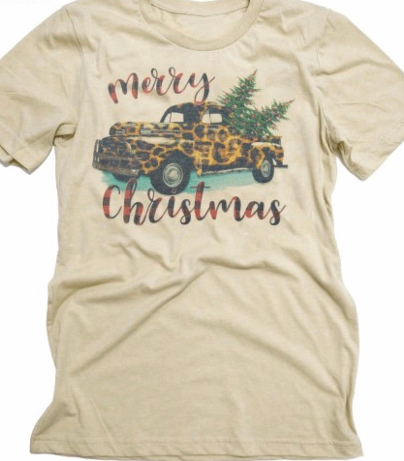 Merry Christmas Leopard Truck T-shirt