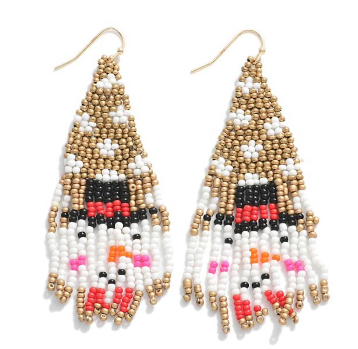 Seed Bead Snowman Earrings