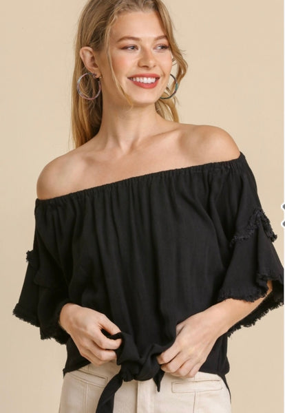 Ruffled Sleeve Off Shoulder Top