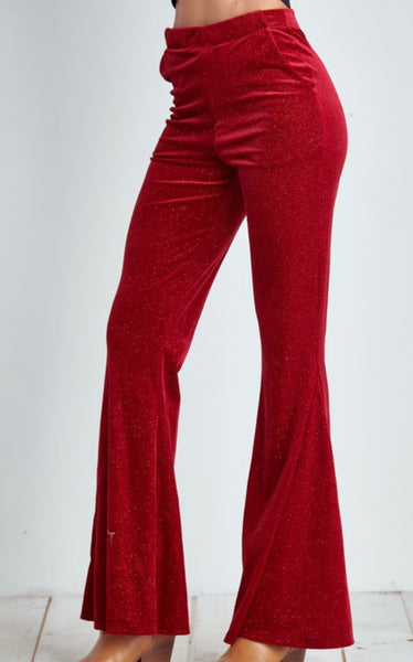 Red Glitter Bell Bottoms