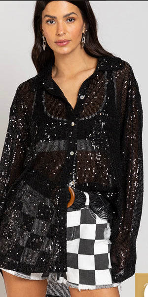 Black Sequin Shirt