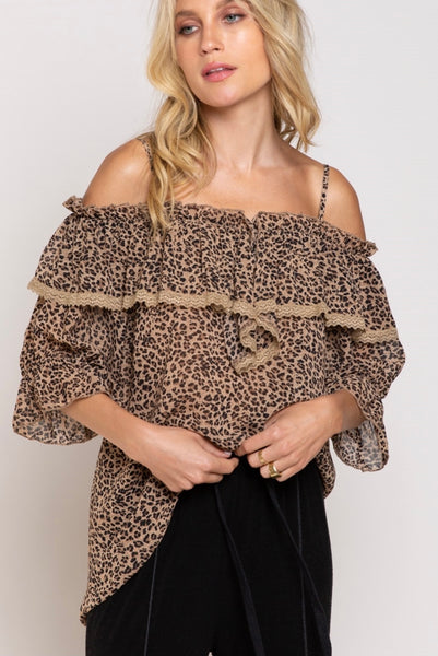 Leopard Print Off Shoulder Top