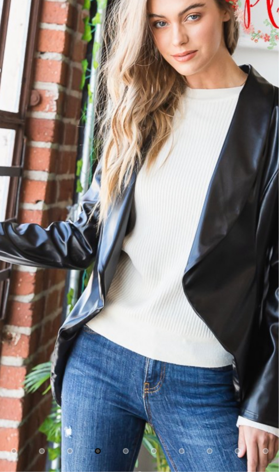 Faux Leather Open Blazer