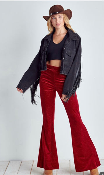 Red Glitter Bell Bottoms