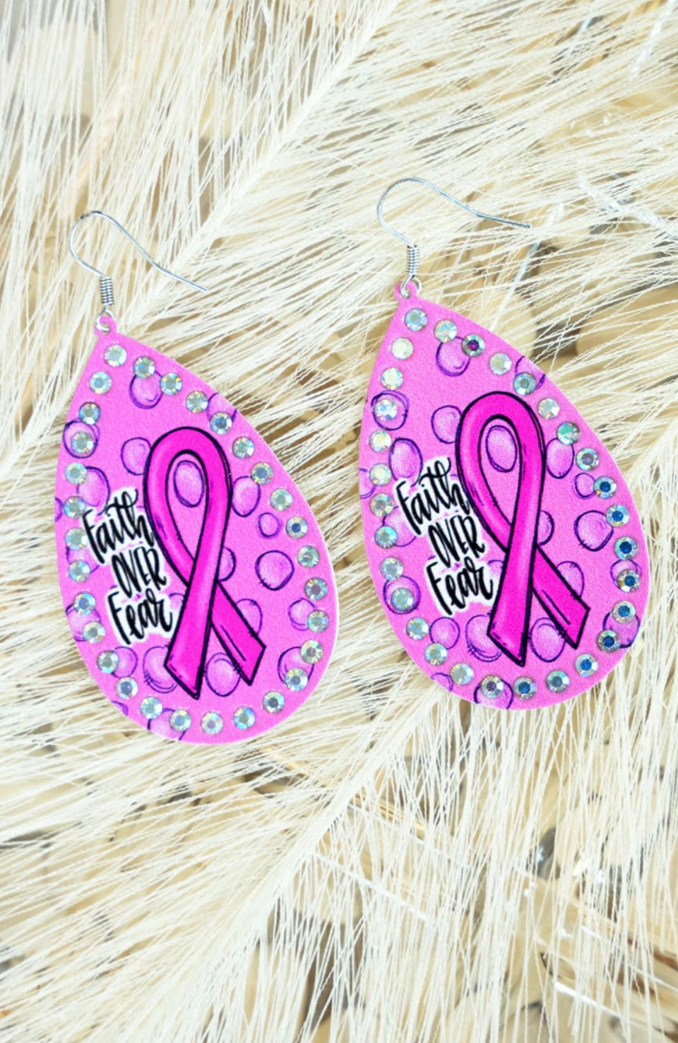 Pink Faith Over Fear Earrings