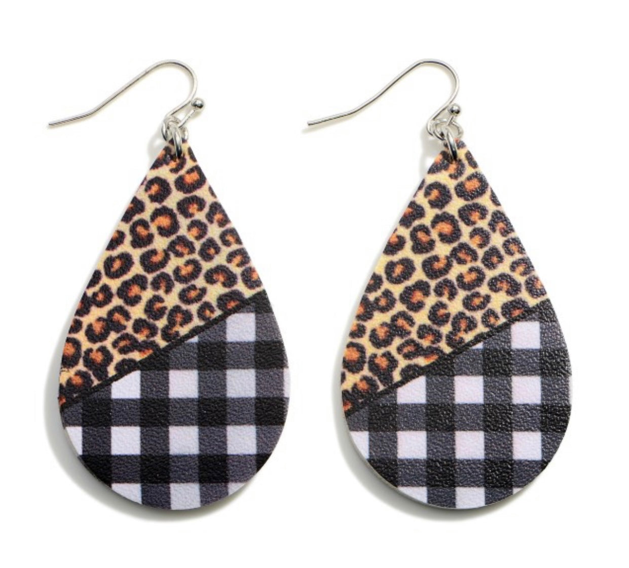 Plaid & Cheetah Teardrop Earrings