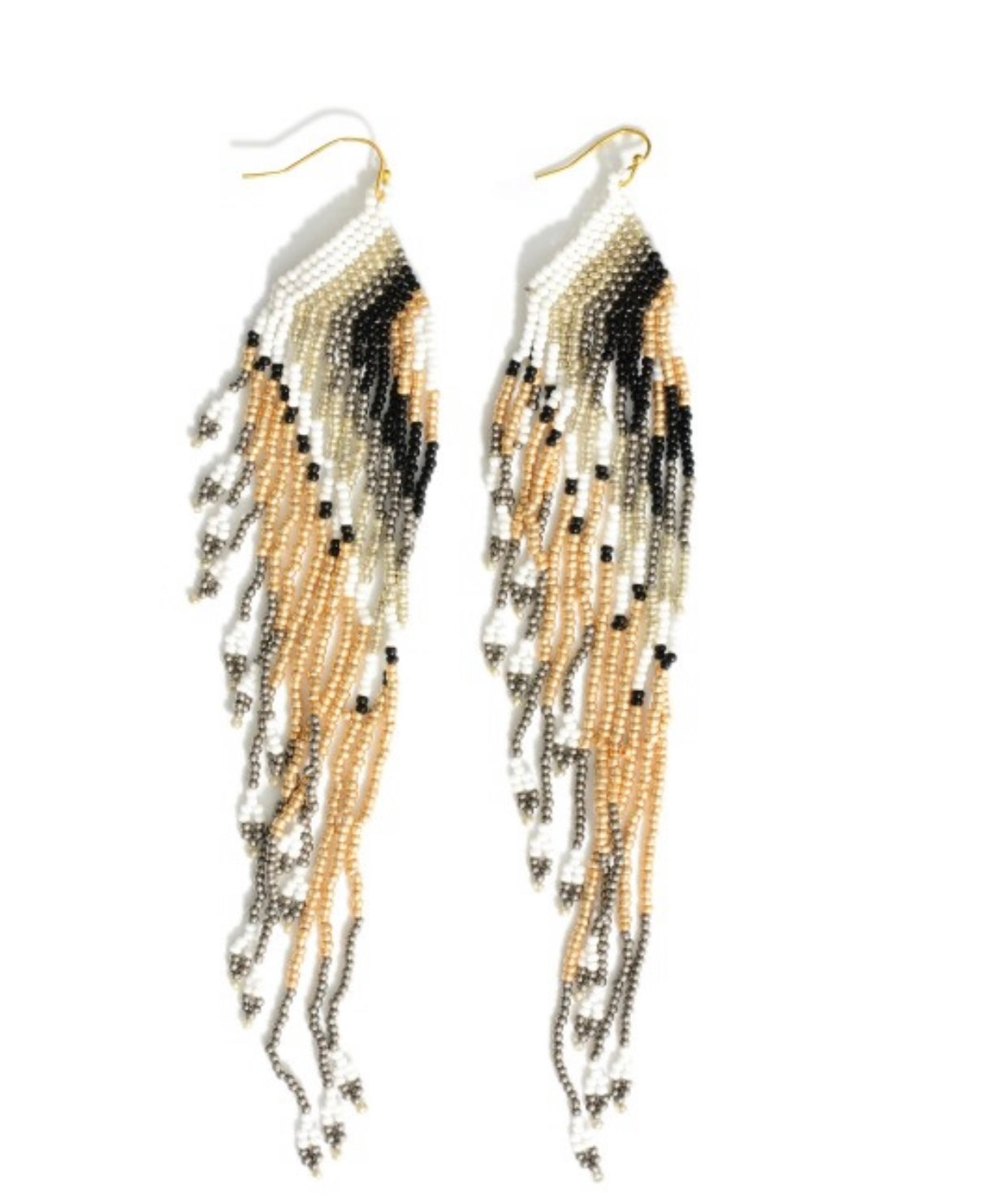 Long Beaded Multicolored EarringsBlack