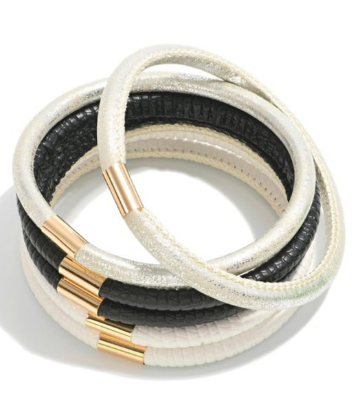 Stackable Leather Bracelet Set