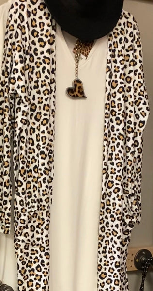 White Leopard Cardigan