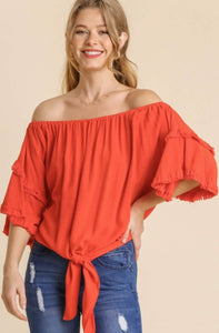 Ruffled Sleeve Off Shoulder Top