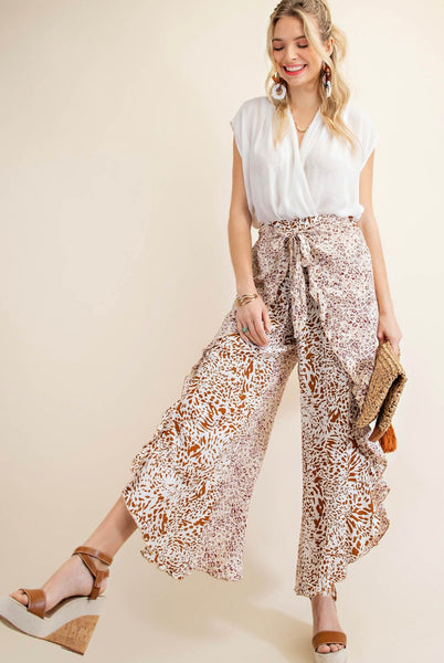 Animal Print Ruffle Pants