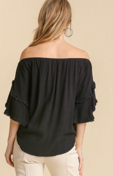 Ruffled Sleeve Off Shoulder Top