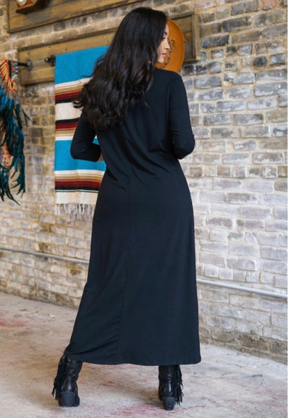 Black Scoop Neck High Low Tunic