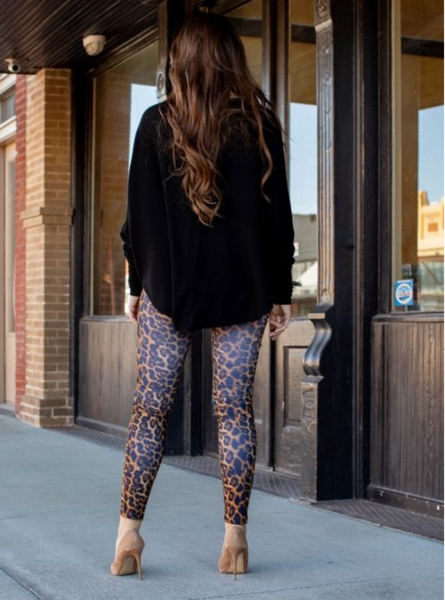 Leopard Print Leggings with Jade Lace Knee Holes