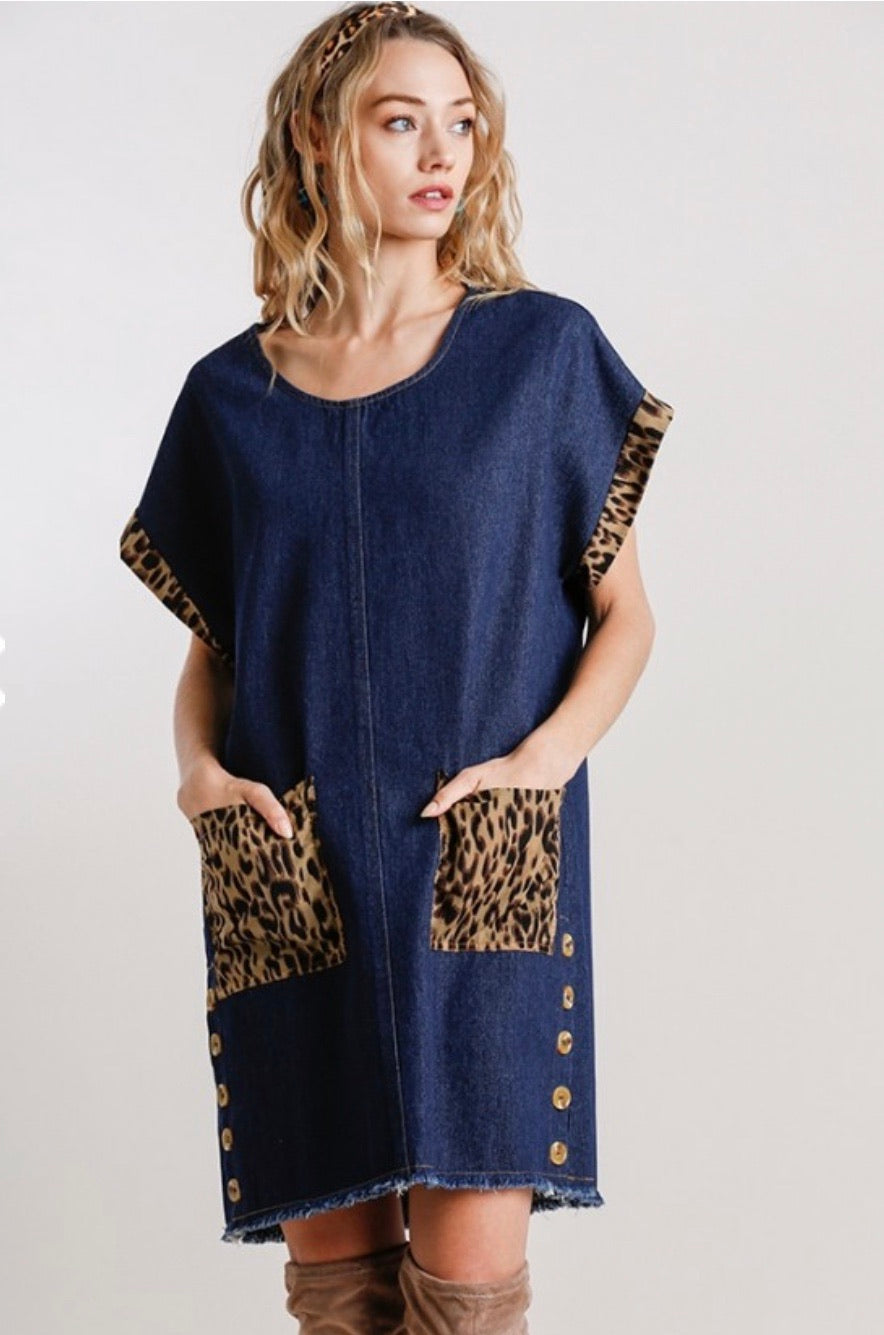 Dark Denim and Animal Print Dress