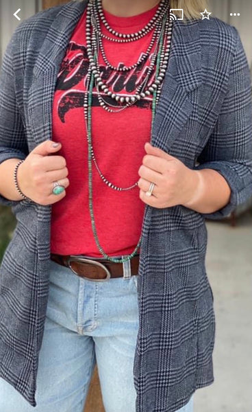 Black & Gray Plaid  Blazer