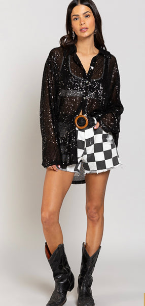 Black Sequin Shirt