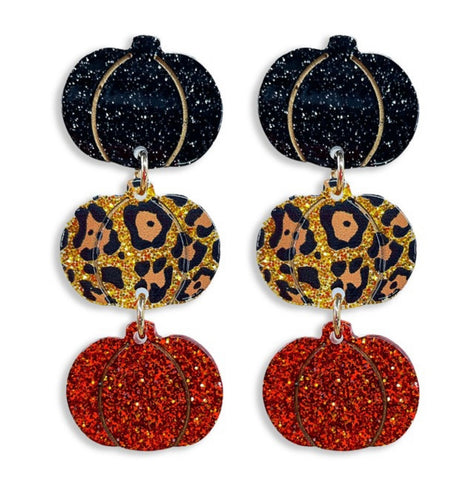 Glitter Pumpkin Earrings