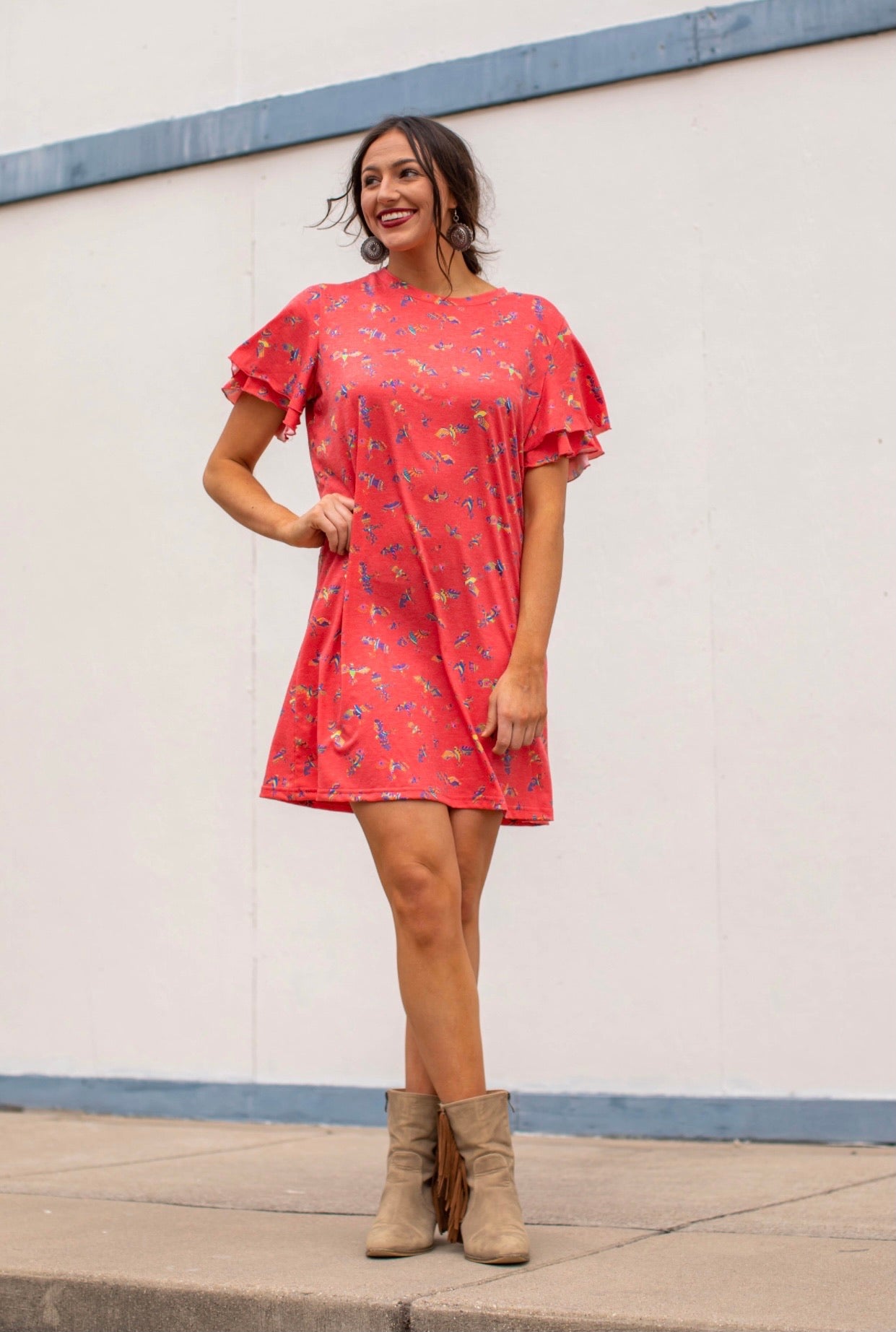 Coral Paisley and Thunderbird Dress