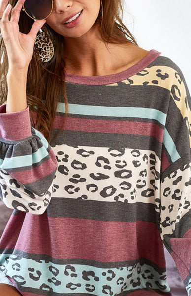 Multi Color Leopard Stripe Sweatshirt