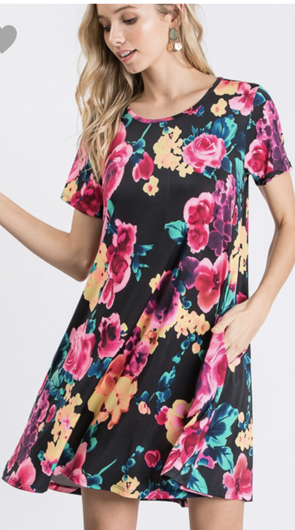 Black Floral Print Dress