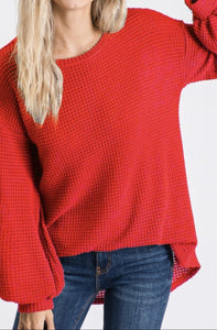 Thermal Waffle Knit Top