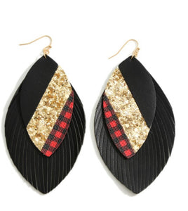 Glitter & Buffalo Check Earrings