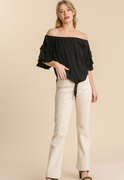 Ruffled Sleeve Off Shoulder Top