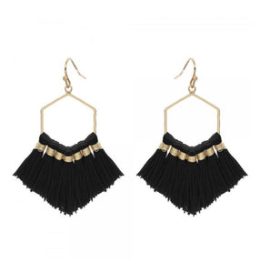 Fringe Tassel Hexagon Earrings