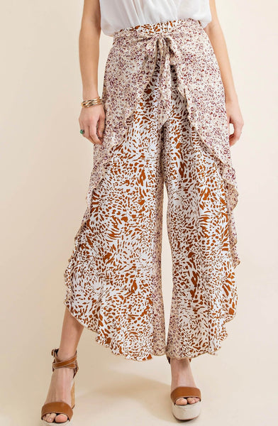 Animal Print Ruffle Pants