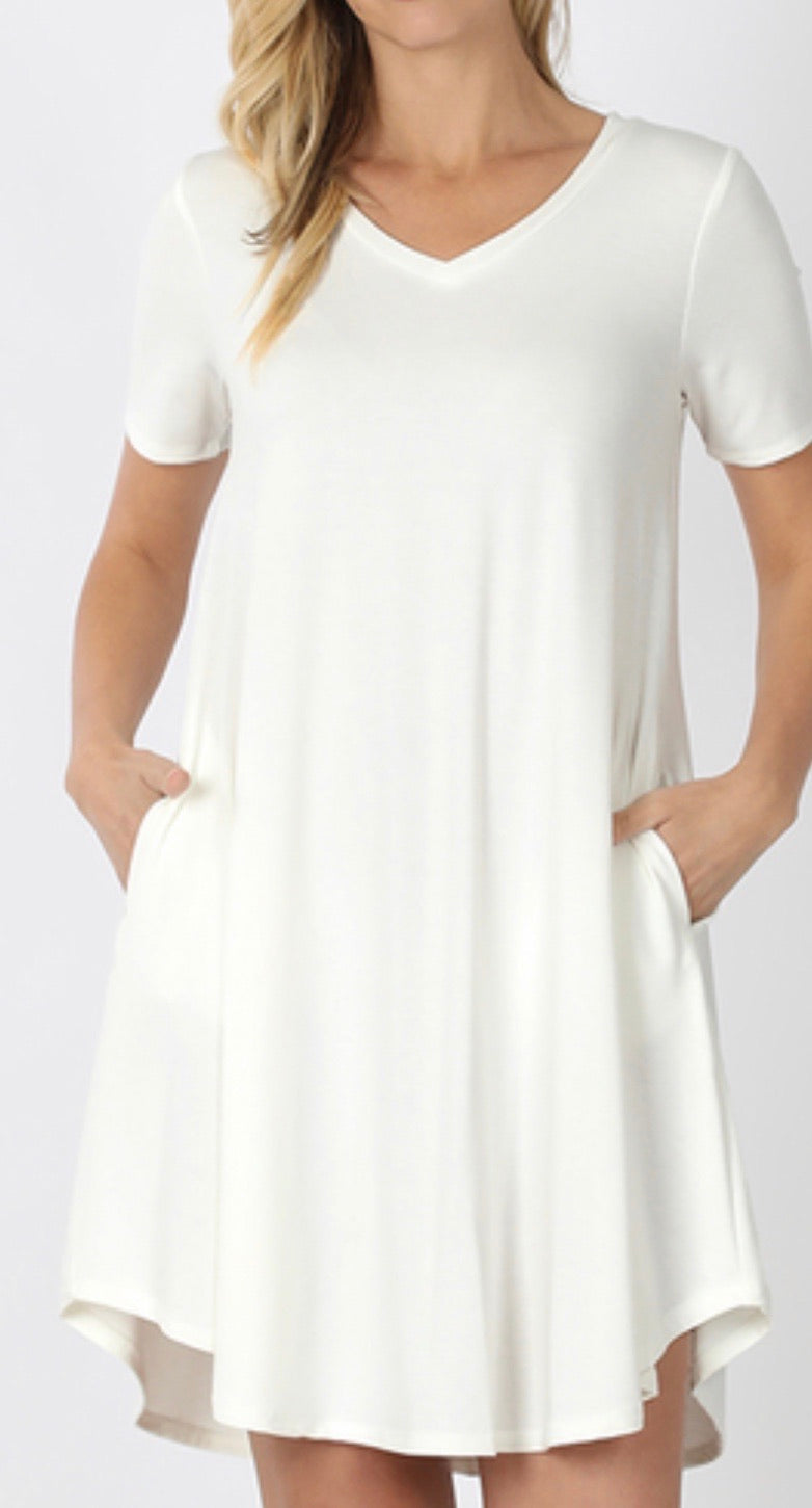 Ivory V-Neck Dress