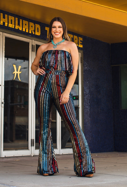 Sequin Strapless Jumpsuit