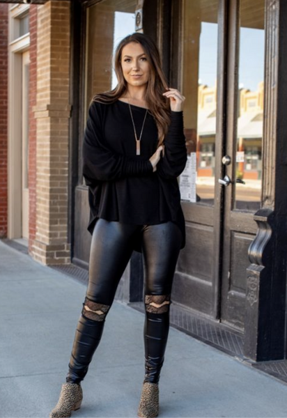 Black Faux Liquid Leather Leggings