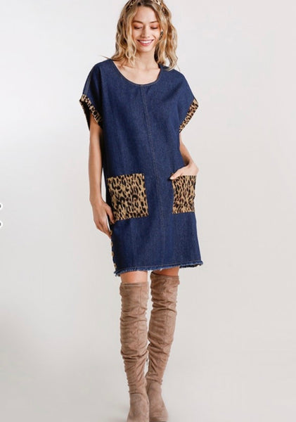 Dark Denim and Animal Print Dress